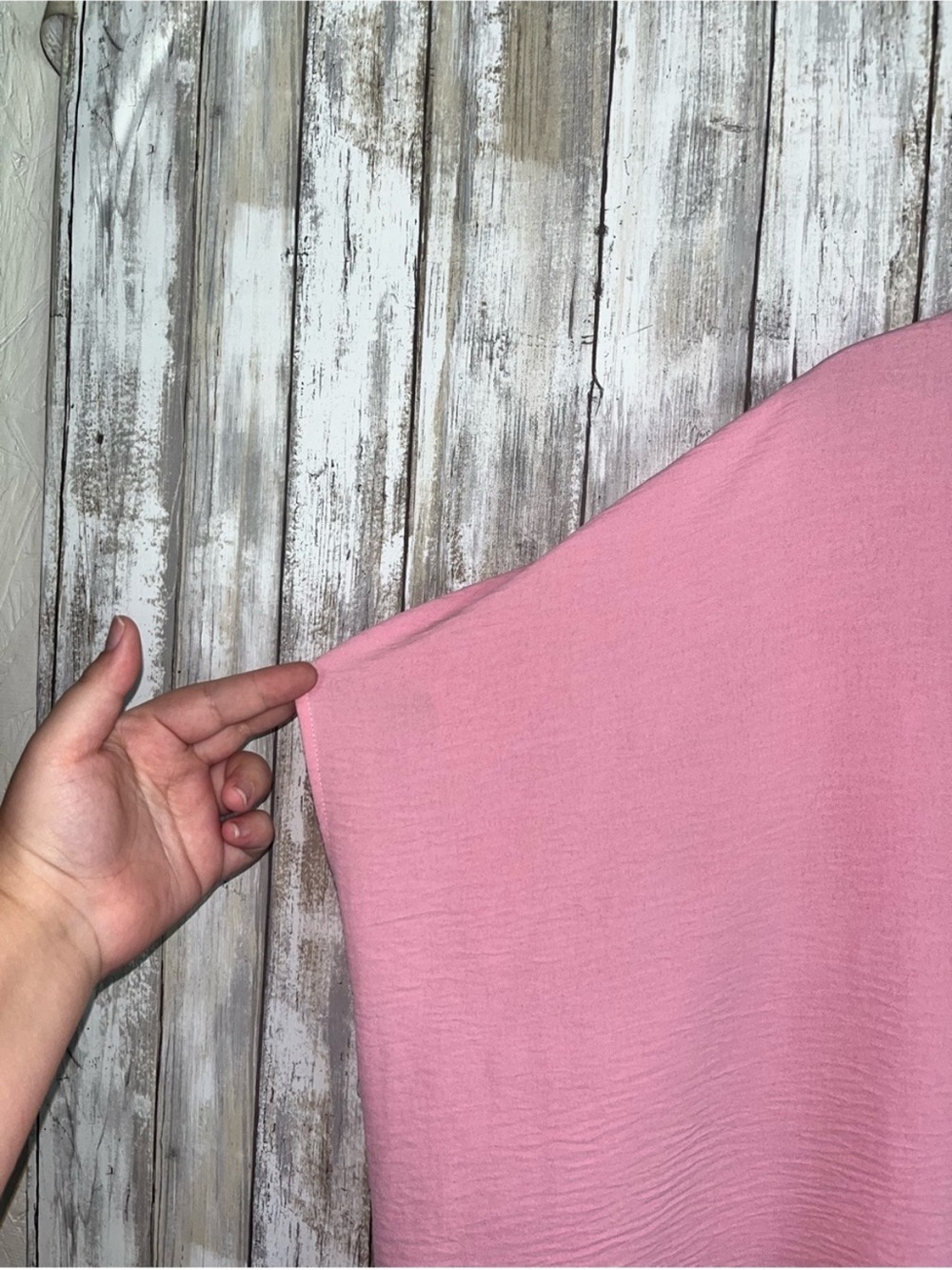 Entro Pink Oversized Blouse L Flowy V Neck Short Sleeve Boho Lightweight Top - Picture 2 of 5